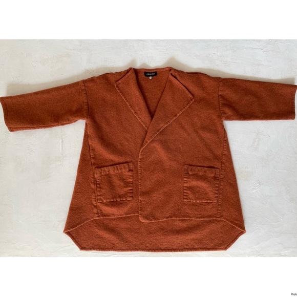 Eskandar Sweater Womens Burnt Orange Wool Cashmere Scottish Boxy Marled - Picture 5 of 12